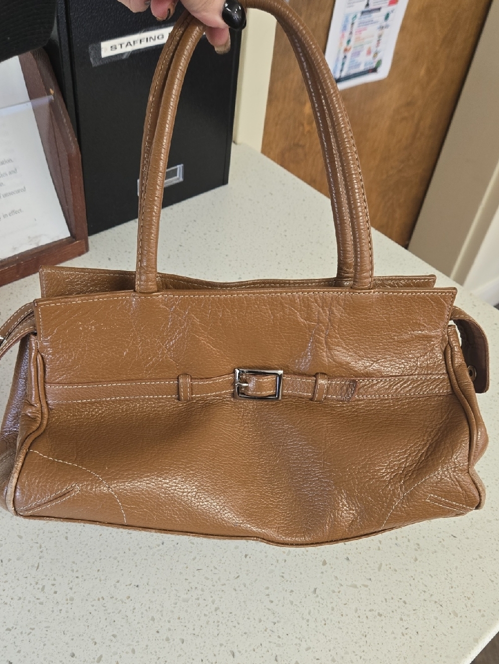 Wilsons Leather Cognac Brown Pebble-Texture Shoulder Bag